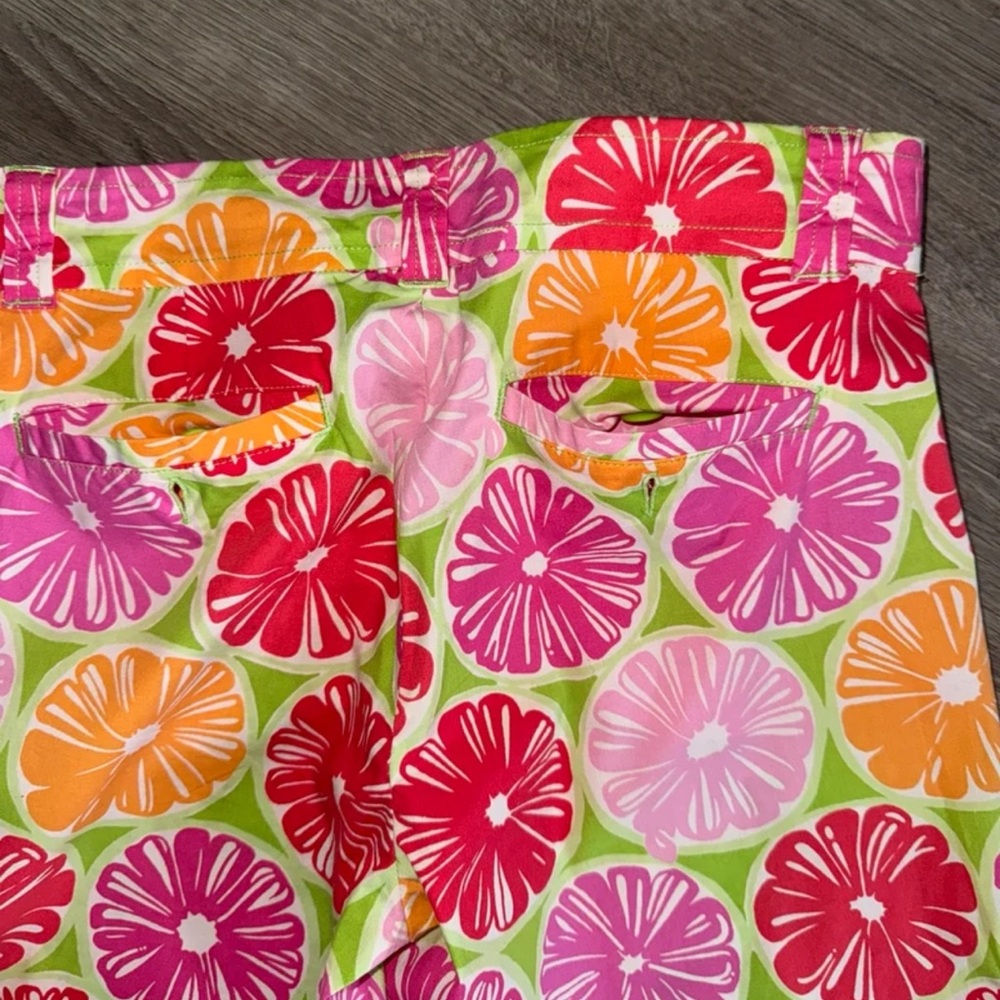 Lilly Pulitzer Sz. 0 Palm Beach Fit Juice Stand Print Capri Cotton/Spandex LNC - Picture 11 of 12